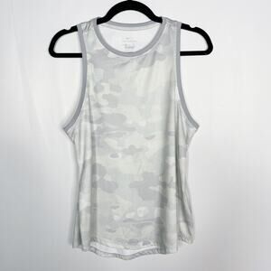 Nike Womens Medium M Gray Camo Legend Tank Top Crew Neck Muscle Dri Fit Workout